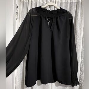 Emery Rose Elegant Black Women's Longsleeve Blouse Size 4XL